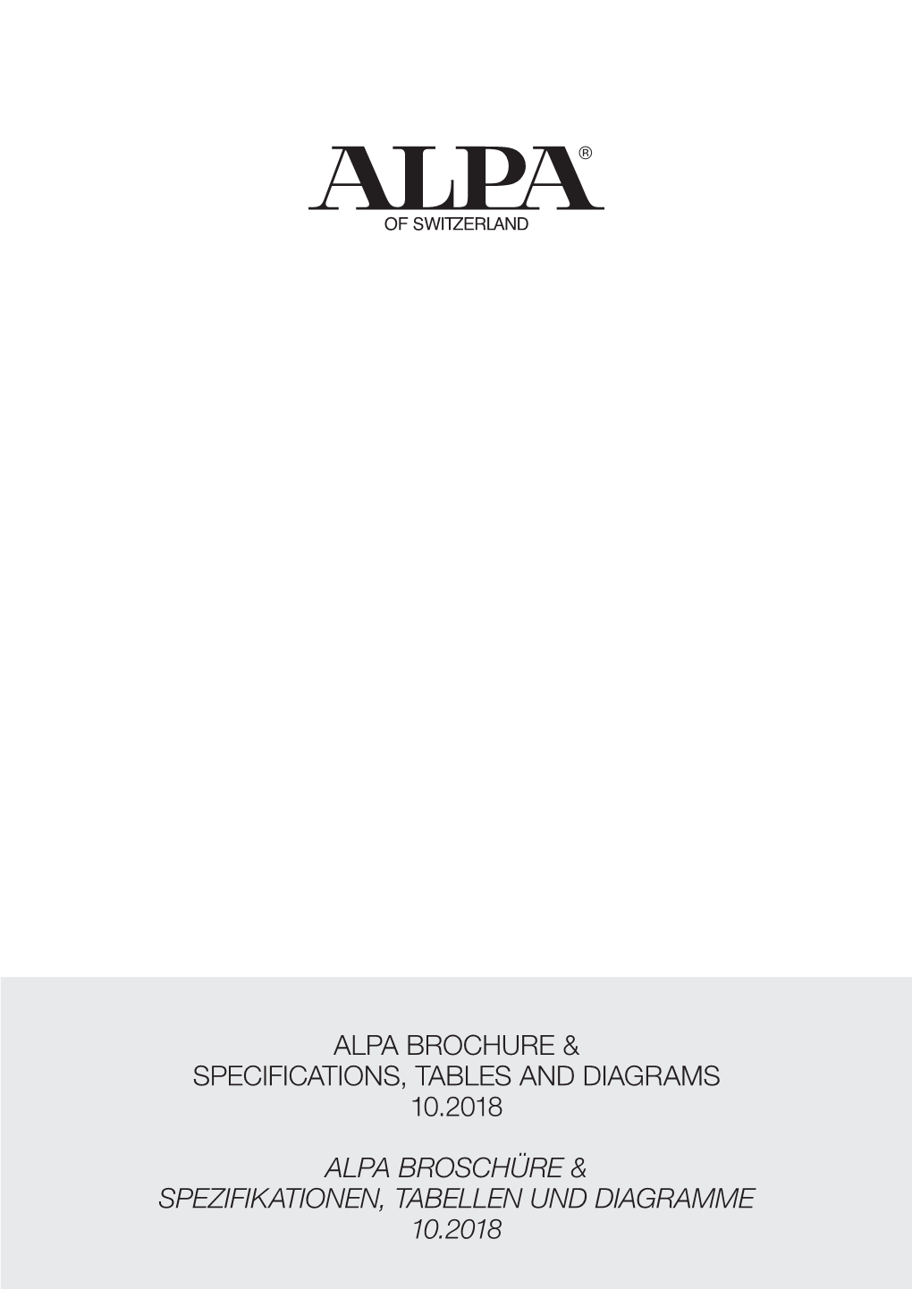 Alpa Brochure & Specifications, Tables And