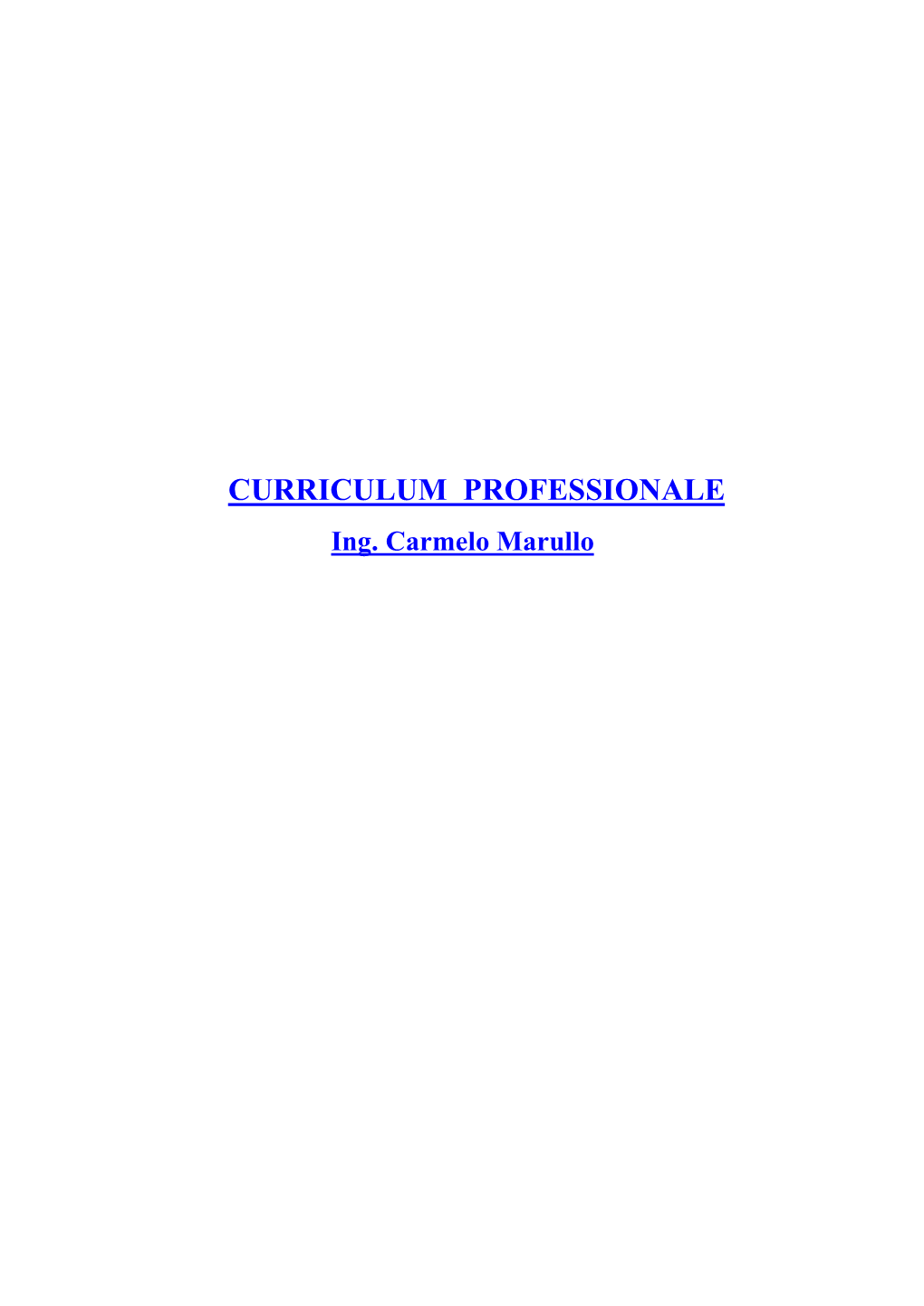 CURRICULUM PROFESSIONALE Ing