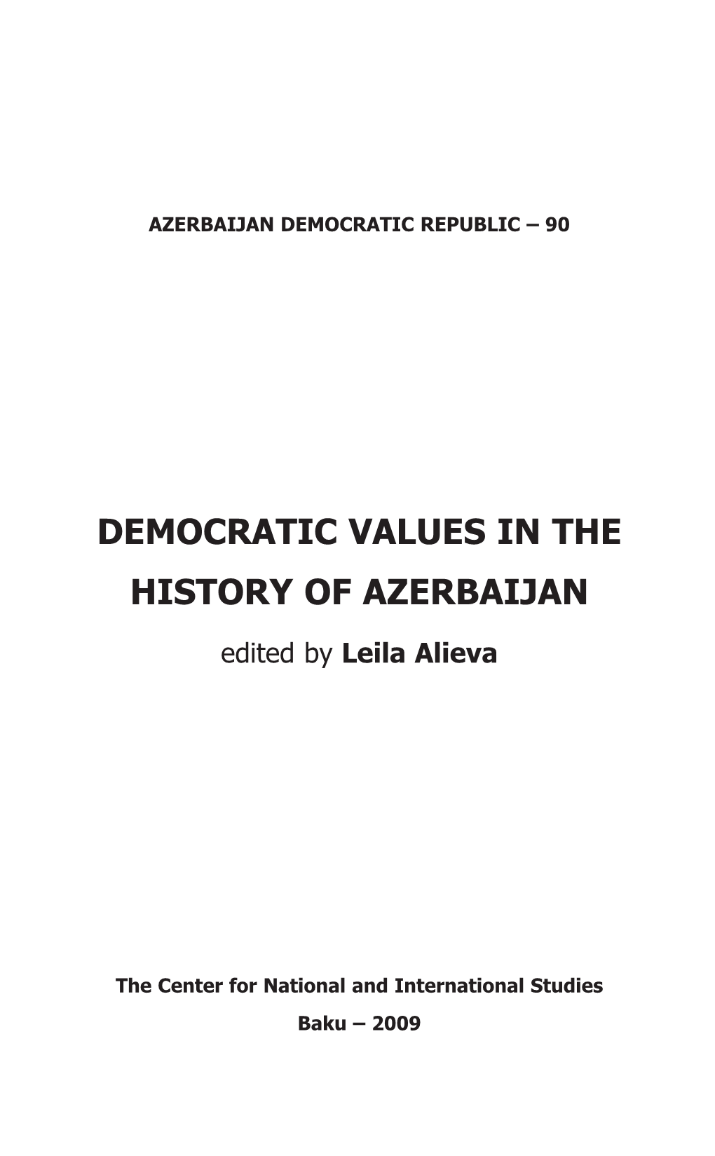 Democratic Values in the History of Azerbaijan