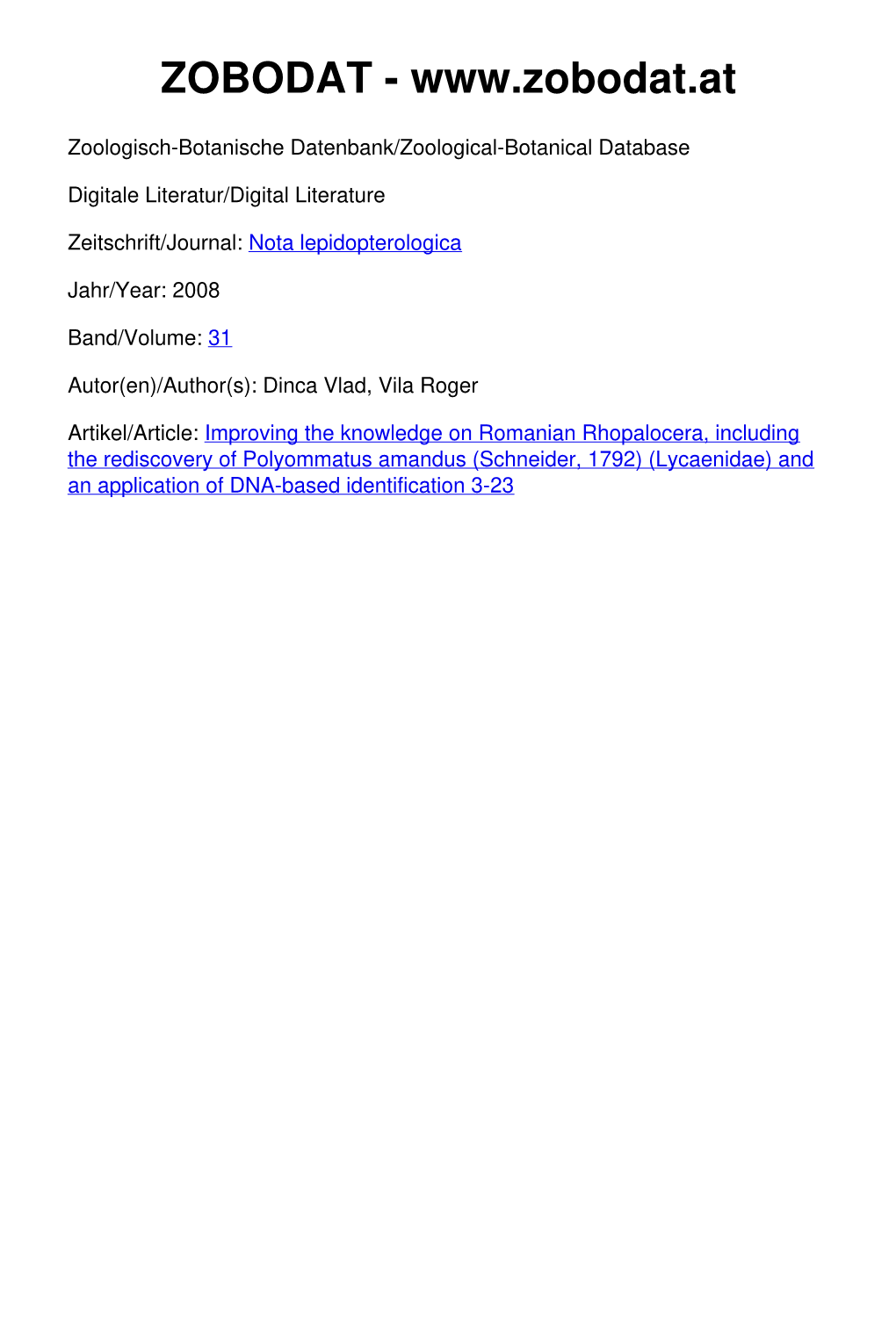 Improving the Knowledge on Romanian Rhopalocera