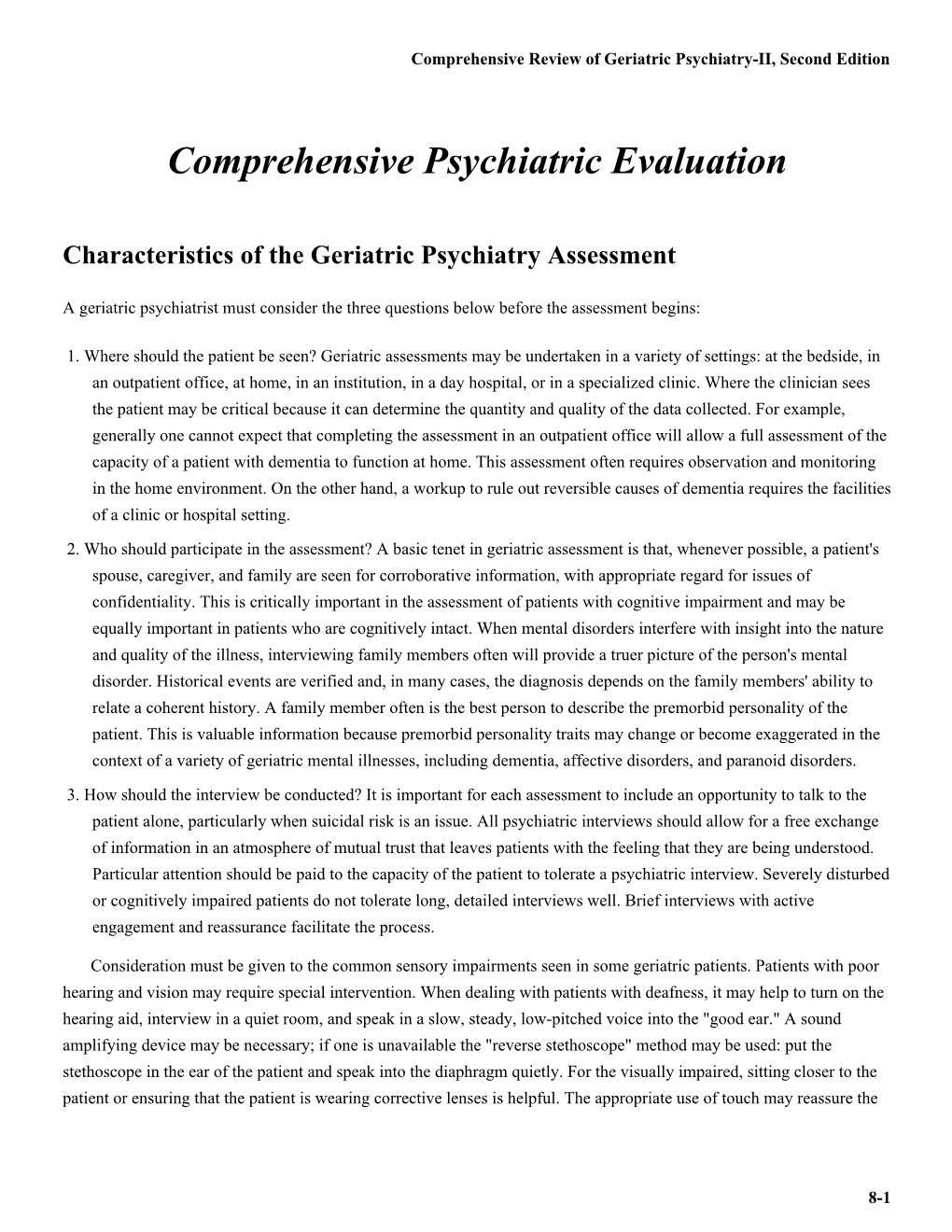 Comprehensive Psychiatric Evaluation