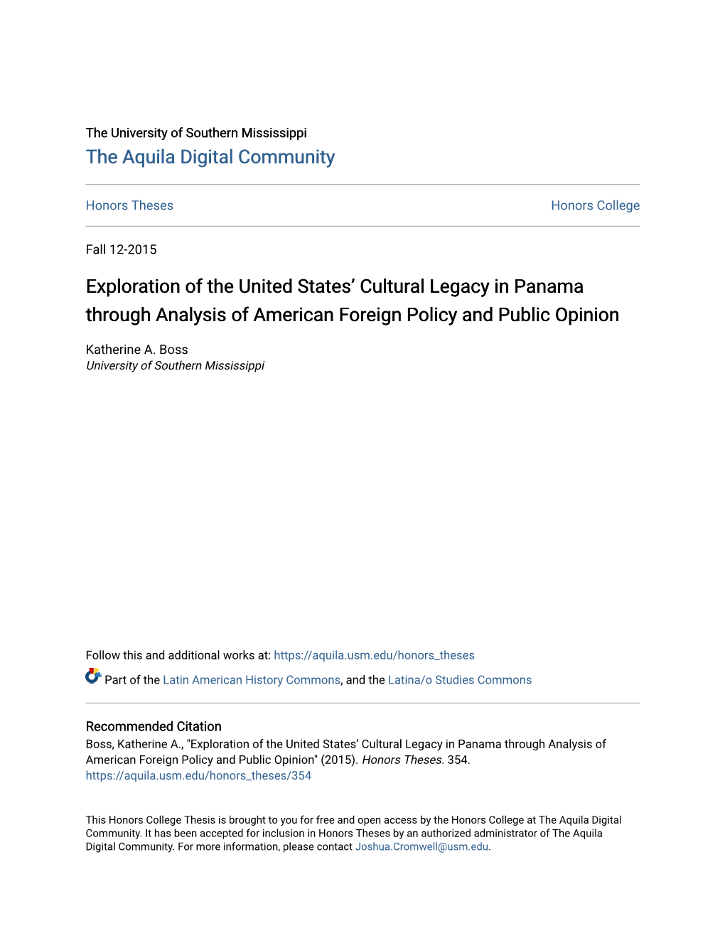 Exploration of the United States' Cultural Legacy in Panama Through