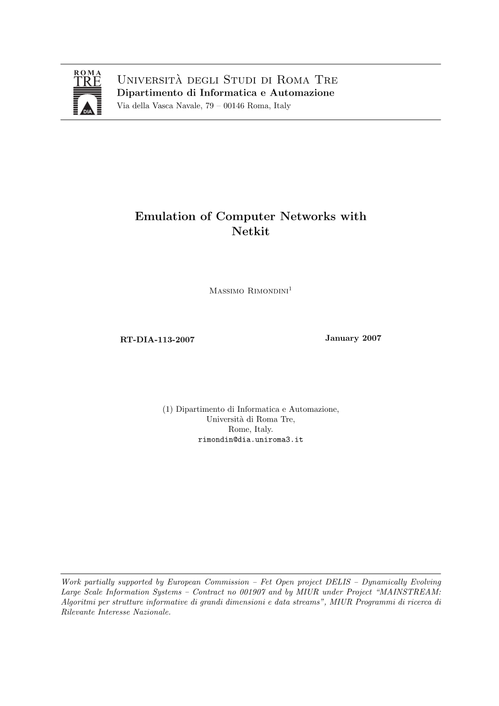 Emulation of Computer Networks with Netkit