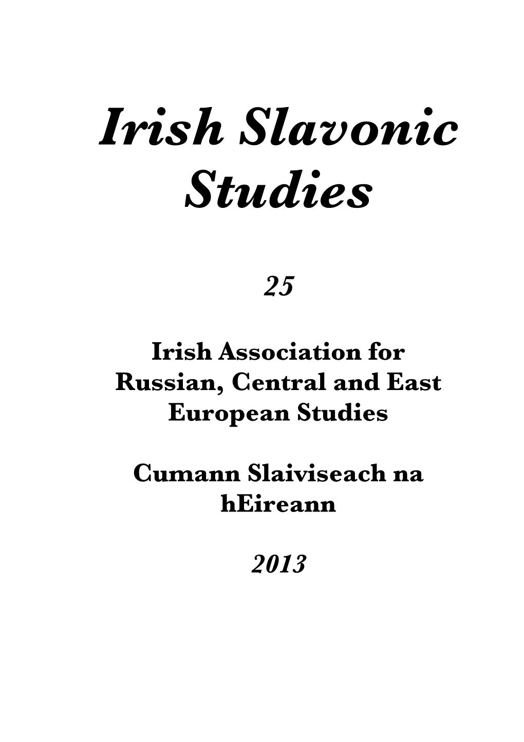Irish Slavonic Studies