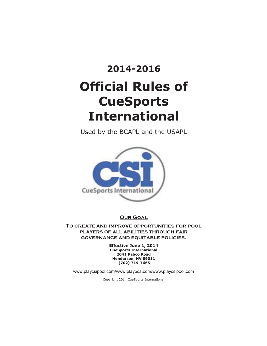 Official Rules of Cuesports International