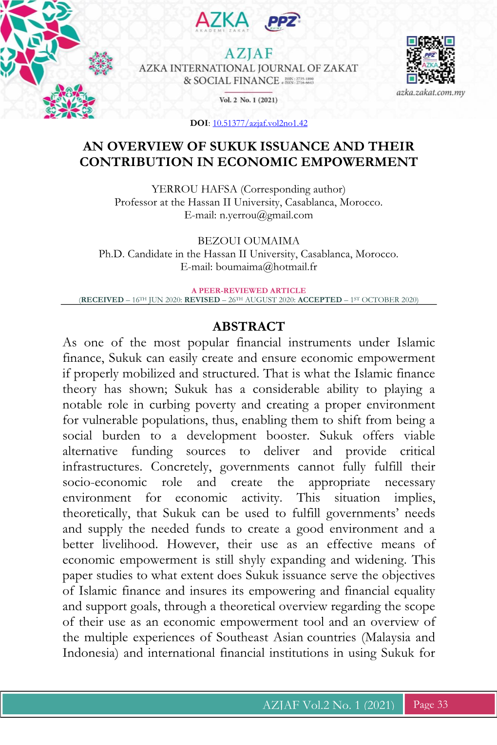 An Overview of Sukuk Issuance and Their Contribution in Economic Empowerment