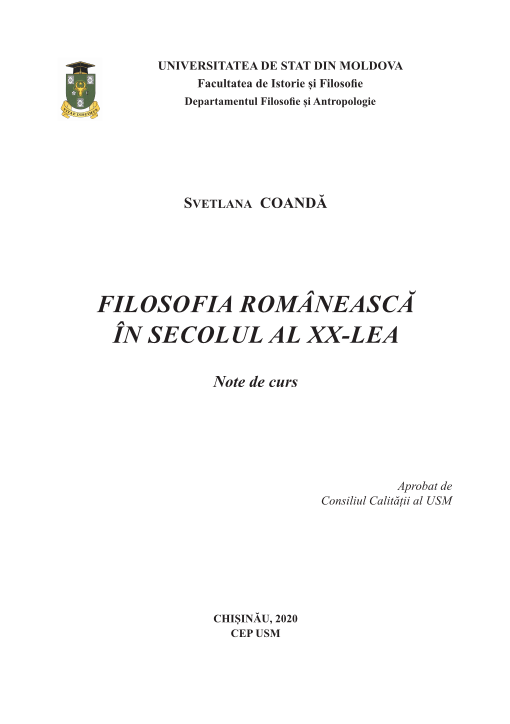 Filosofia Românească În Secolul Al Xx-Lea