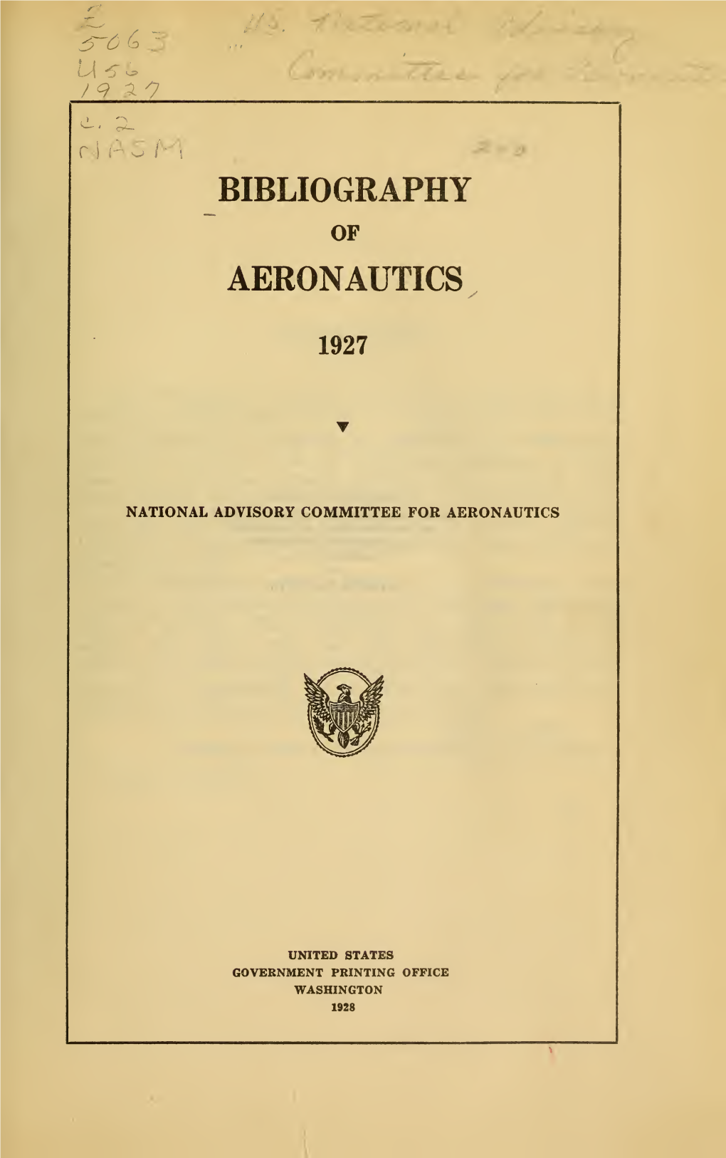 Bibliography of Aeronautics 1927