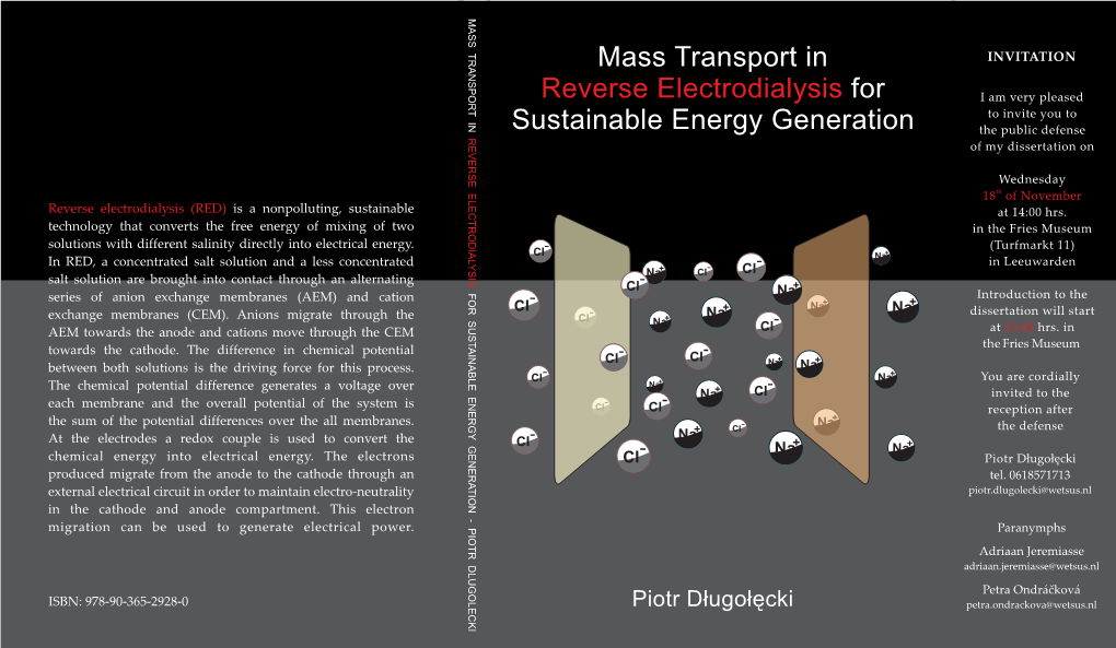 Mass Transport in for Sustainable Energy Generation Reverse