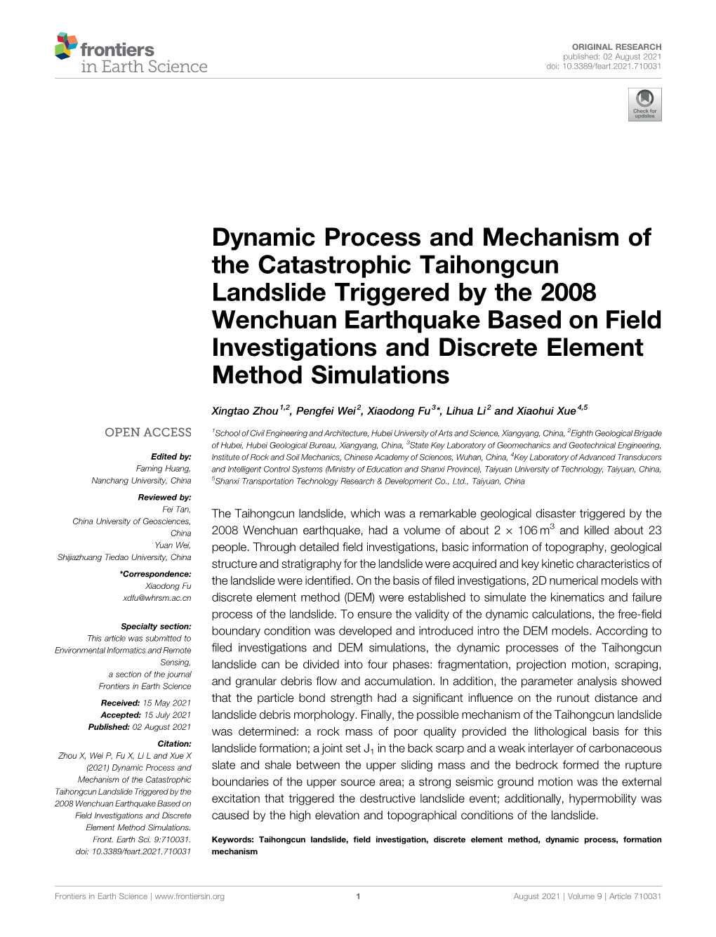 Dynamic Process and Mechanism of the Catastrophic Taihongcun