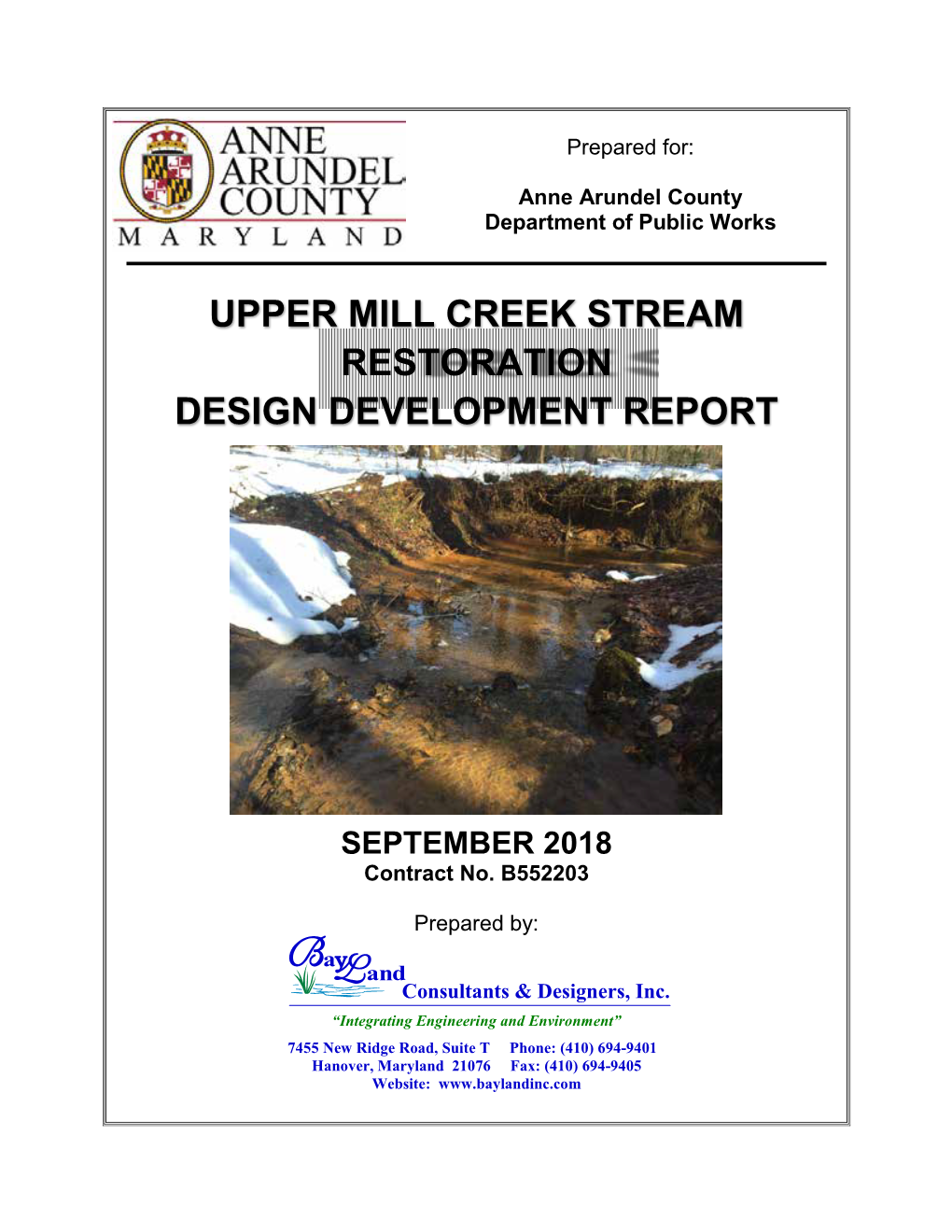 Upper Mill Creek Stream Restoration Design Report