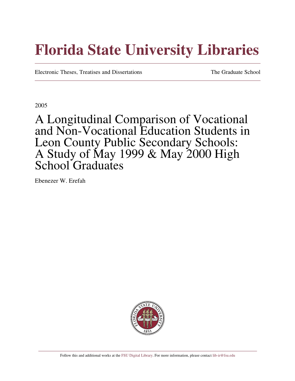 A Longitudinal Comparison of Vocational and Non-Vocational