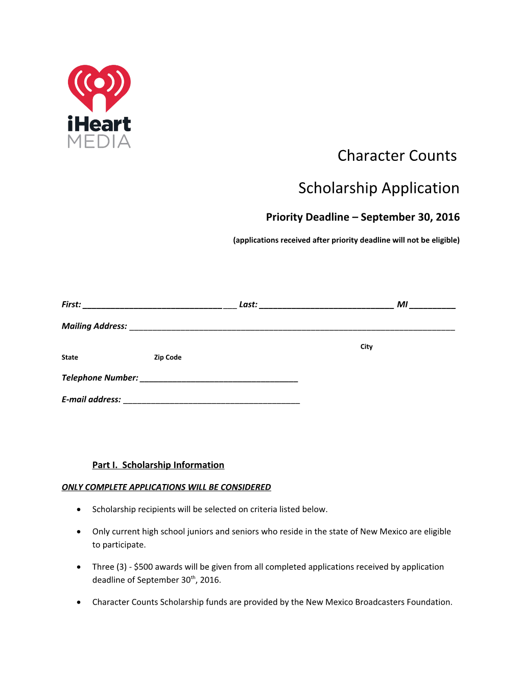 Applications Received After Priority Deadline Will Not Be Eligible