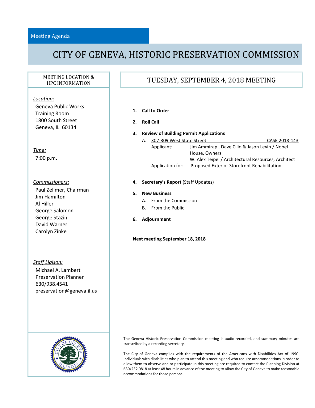 City of Geneva, Historic Preservation Commission