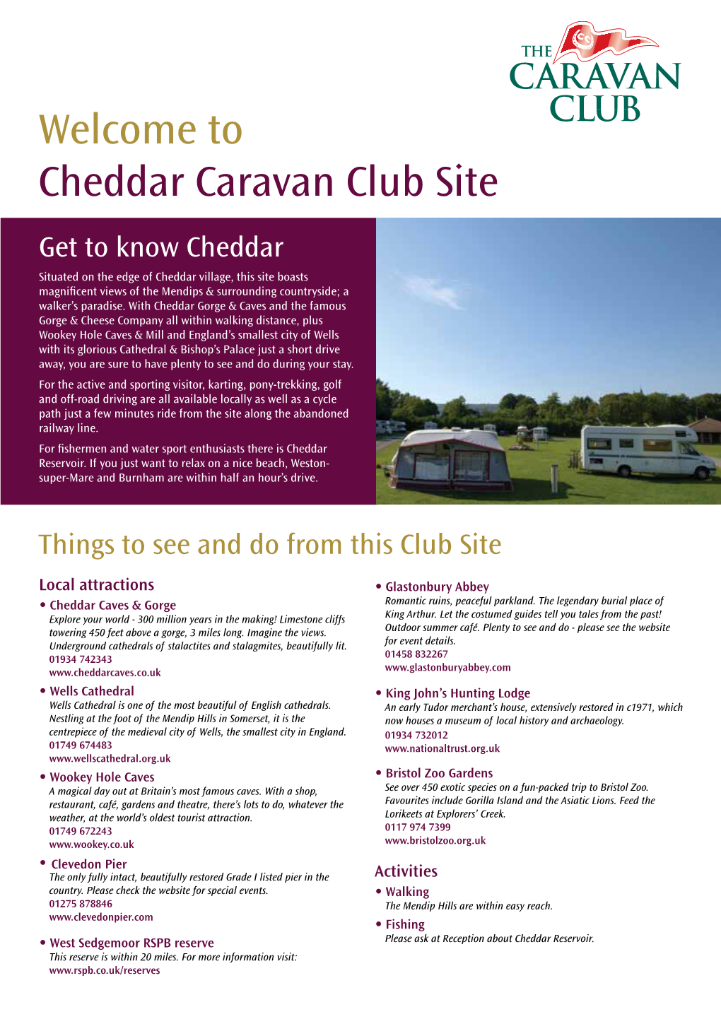 Welcome to Cheddar Caravan Club Site