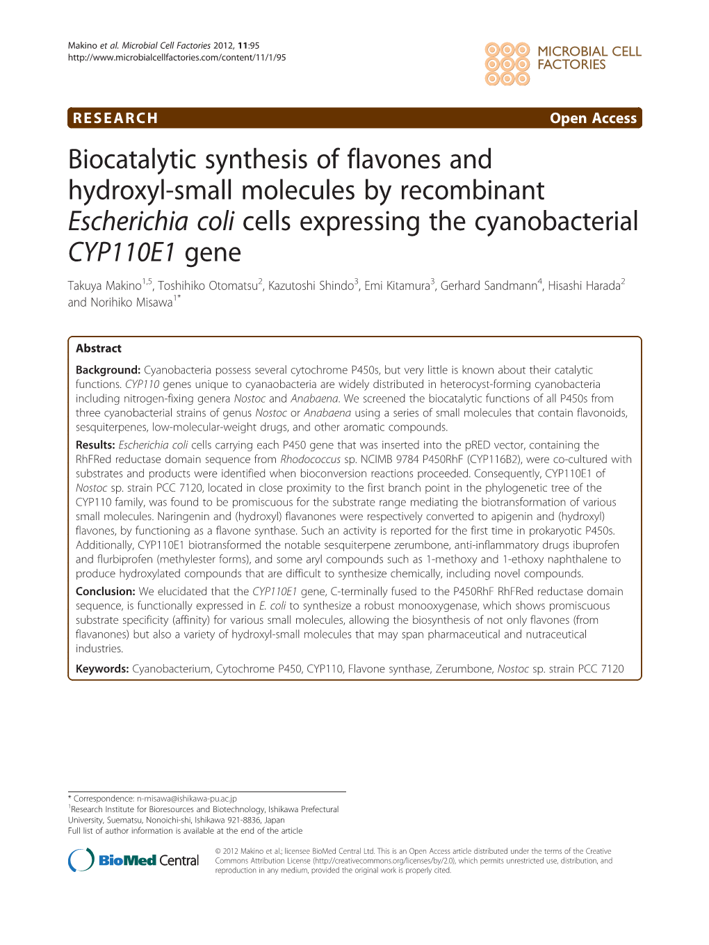 Biocatalytic Synthesis of Flavones and Hydroxyl-Small Molecules By