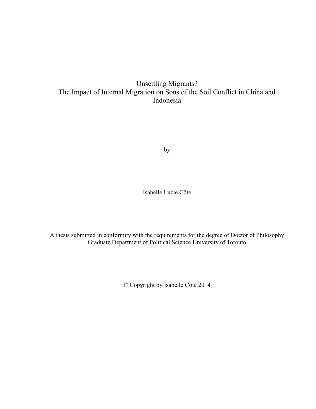 The Impact of Internal Migration on Sons of the Soil Conflict in China and Indonesia