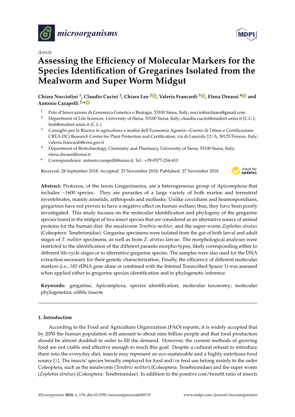 Assessing the Efficiency of Molecular Markers for the Species