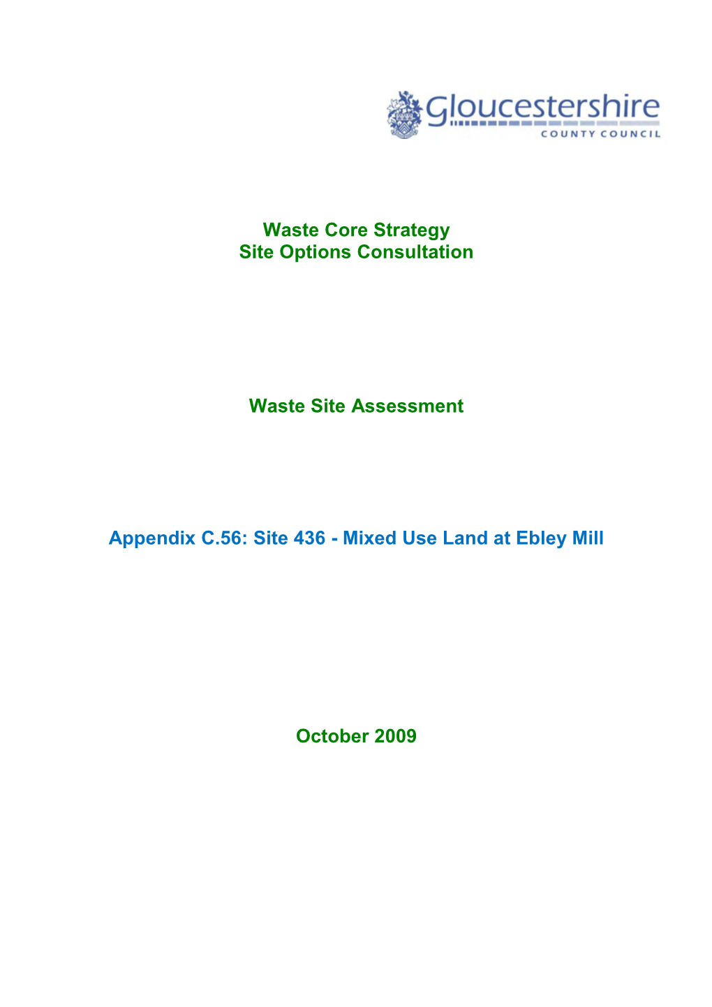 Waste Core Strategy Site Options Consultation Waste Site Assessment Appendix C.56: Site