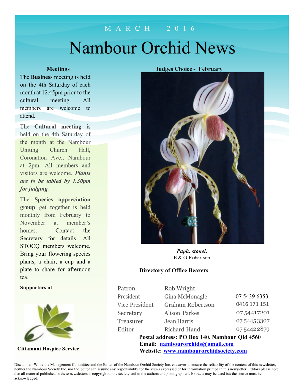 Nambour Orchid News