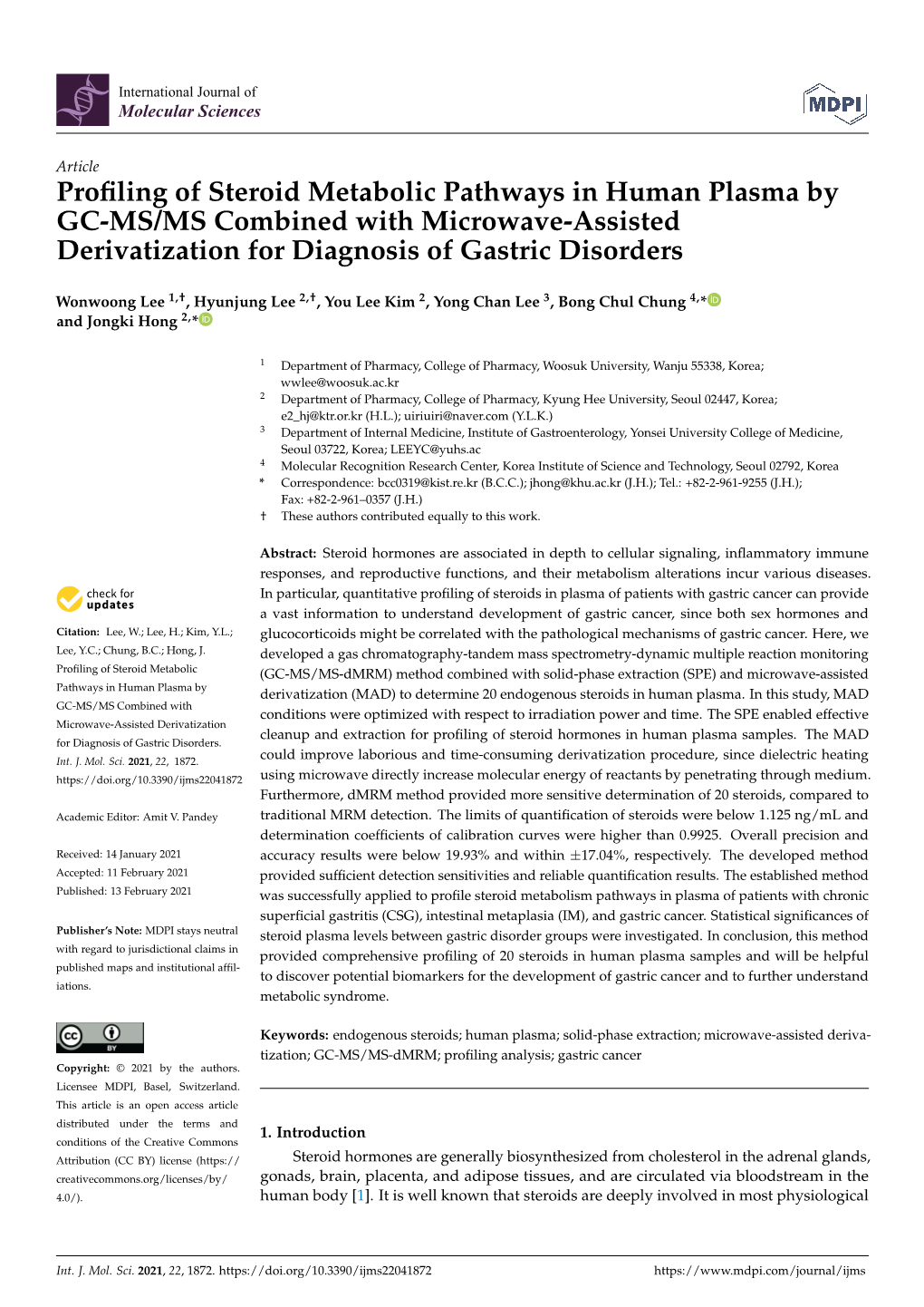 Profiling of Steroid Metabolic Pathways in Human Plasma by GC