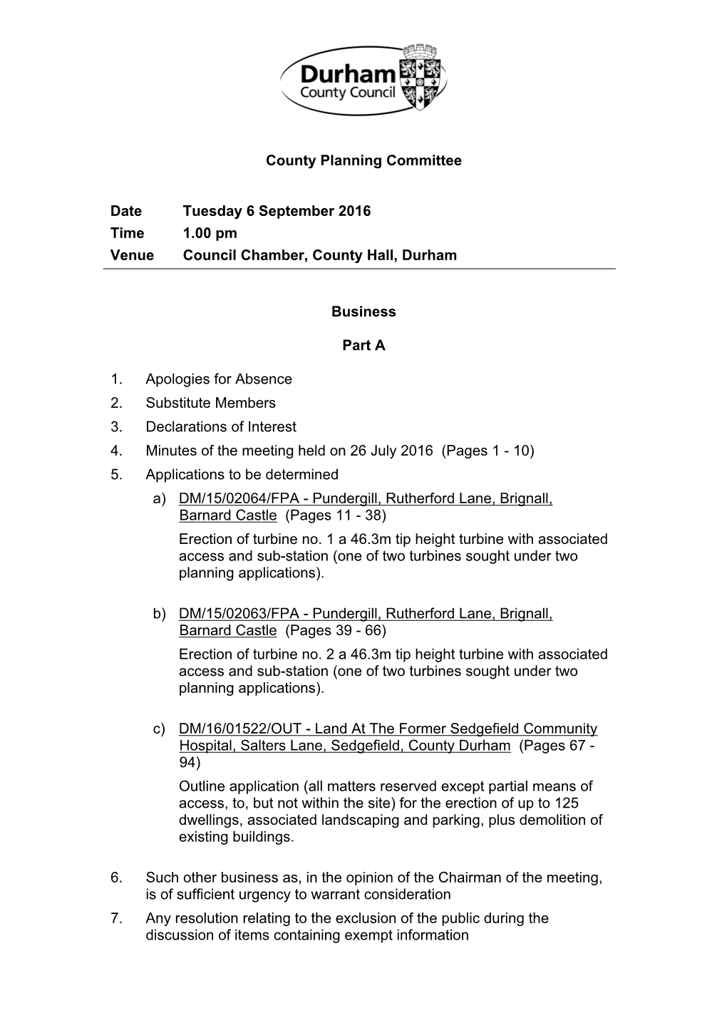 (Public Pack)Agenda Document for County Planning Committee, 06/09