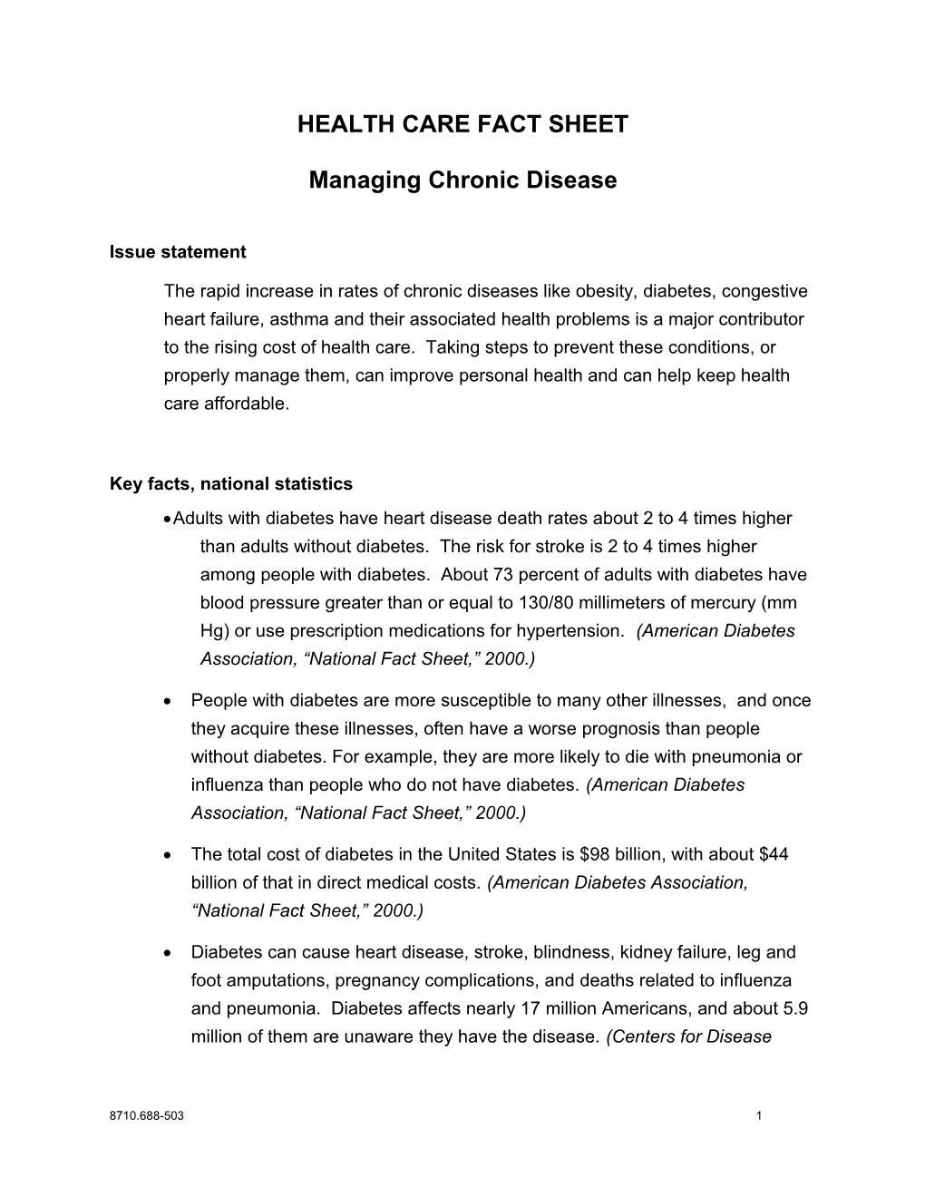 Fact Sheet: Effectively Manage Chronic Disease