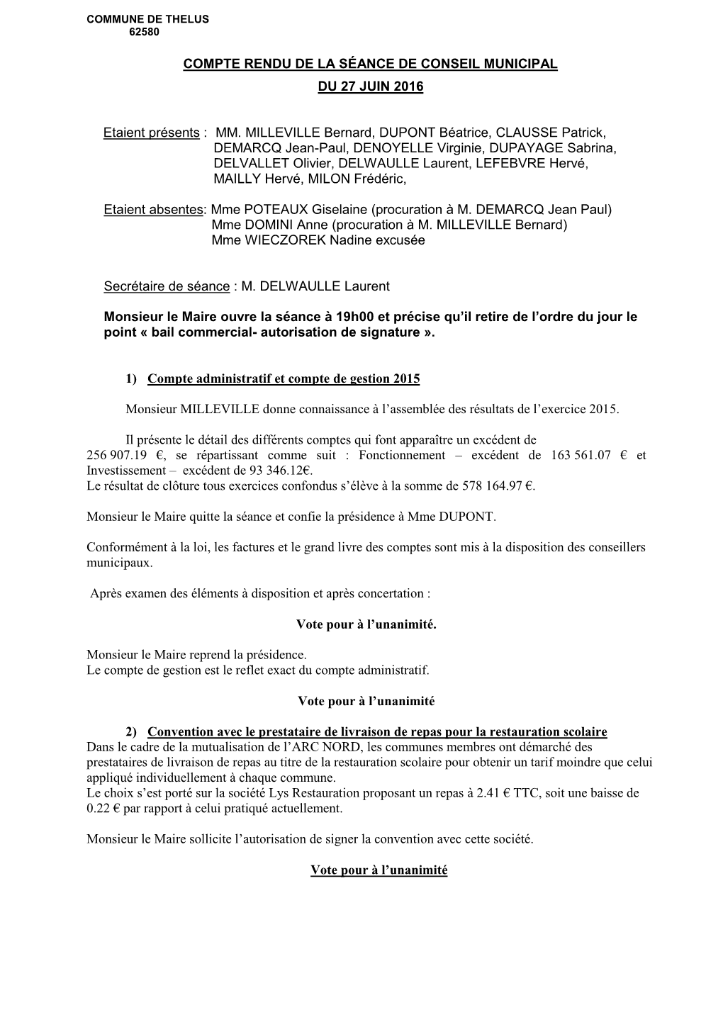 Compte Rendu De La Seance De Conseil Municipal Du 29 Mai 2005