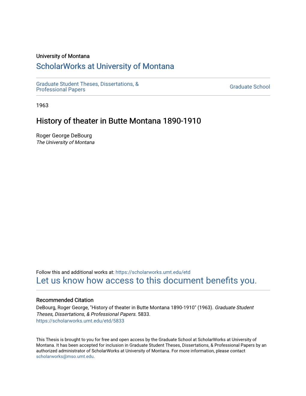 History of Theater in Butte Montana 1890-1910