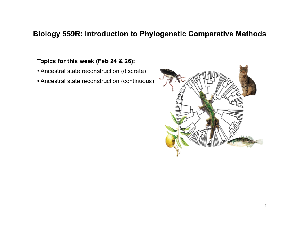 Biology 559R: Introduction to Phylogenetic Comparative Methods