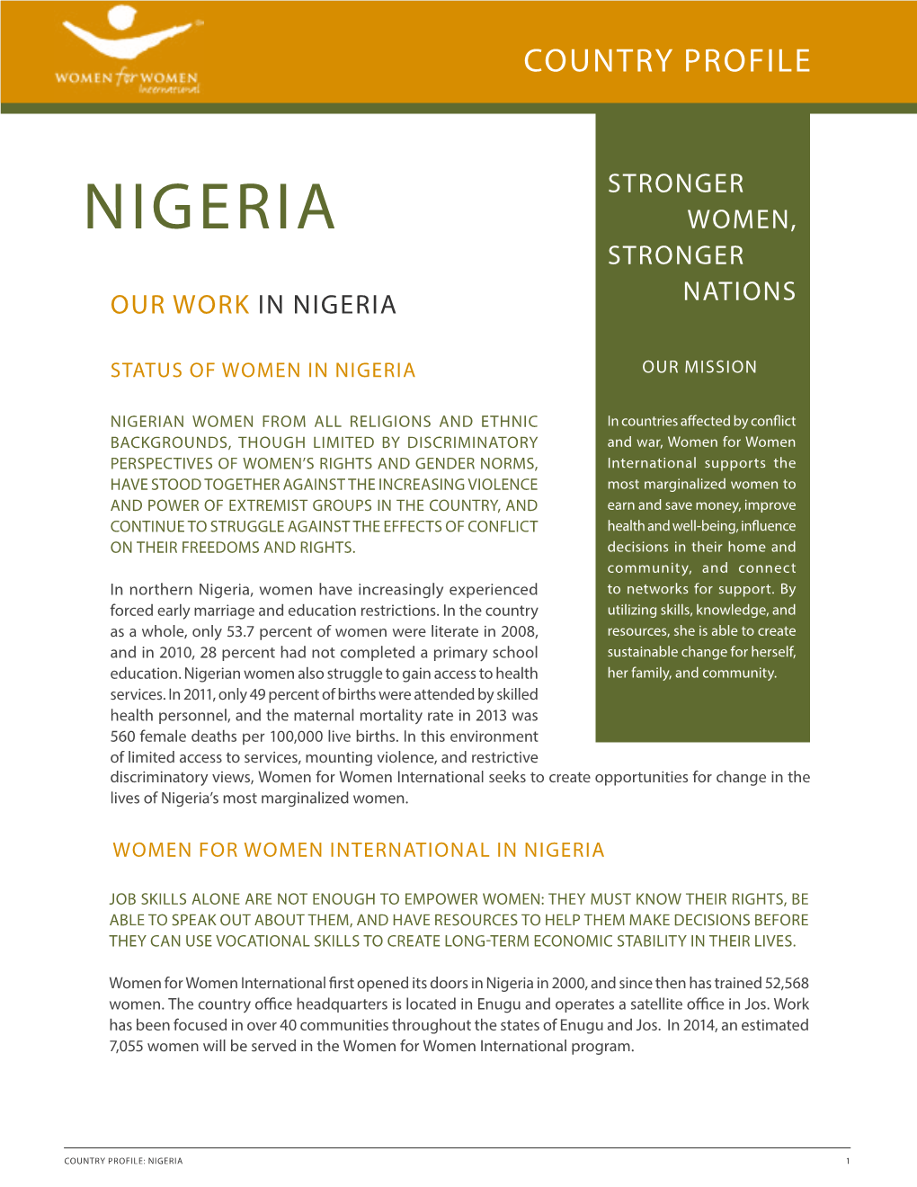 Nigeria Women, Stronger Our Work in Nigeria Nations