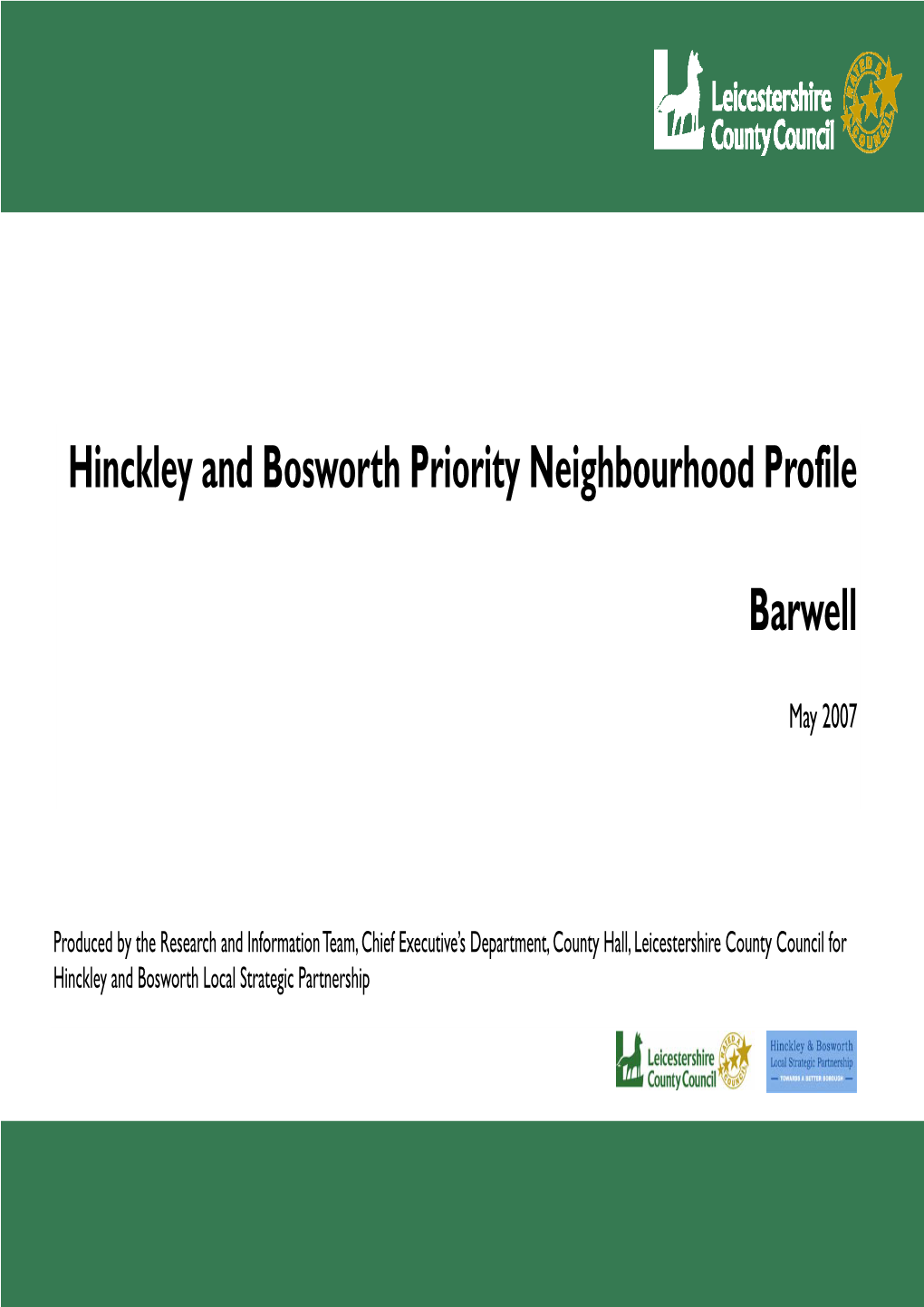Hinckley and Bosworth Priority Neighbourhood Profile Barwell