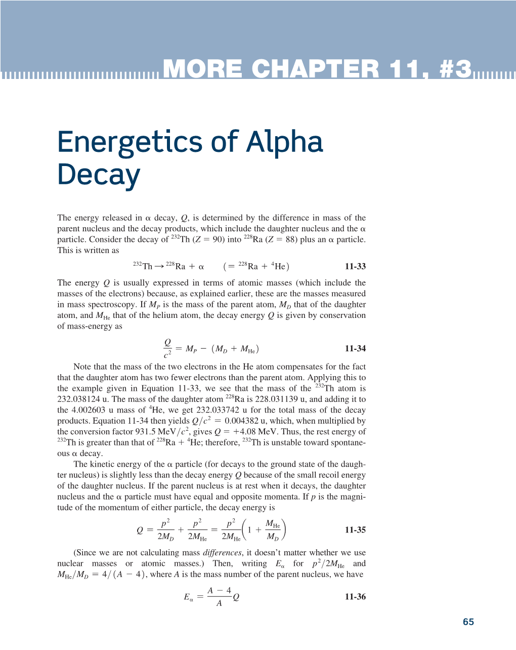 Energetics of Alpha Decay