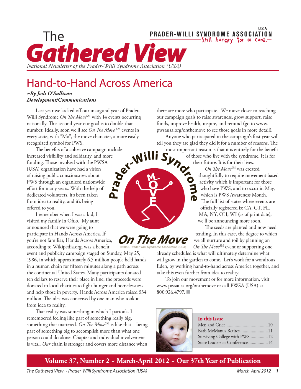 Gathered View National Newsletter of the Prader-Willi Syndrome Association (USA) Hand-To-Hand Across America ~By Jodi O’Sullivan Development/Communications