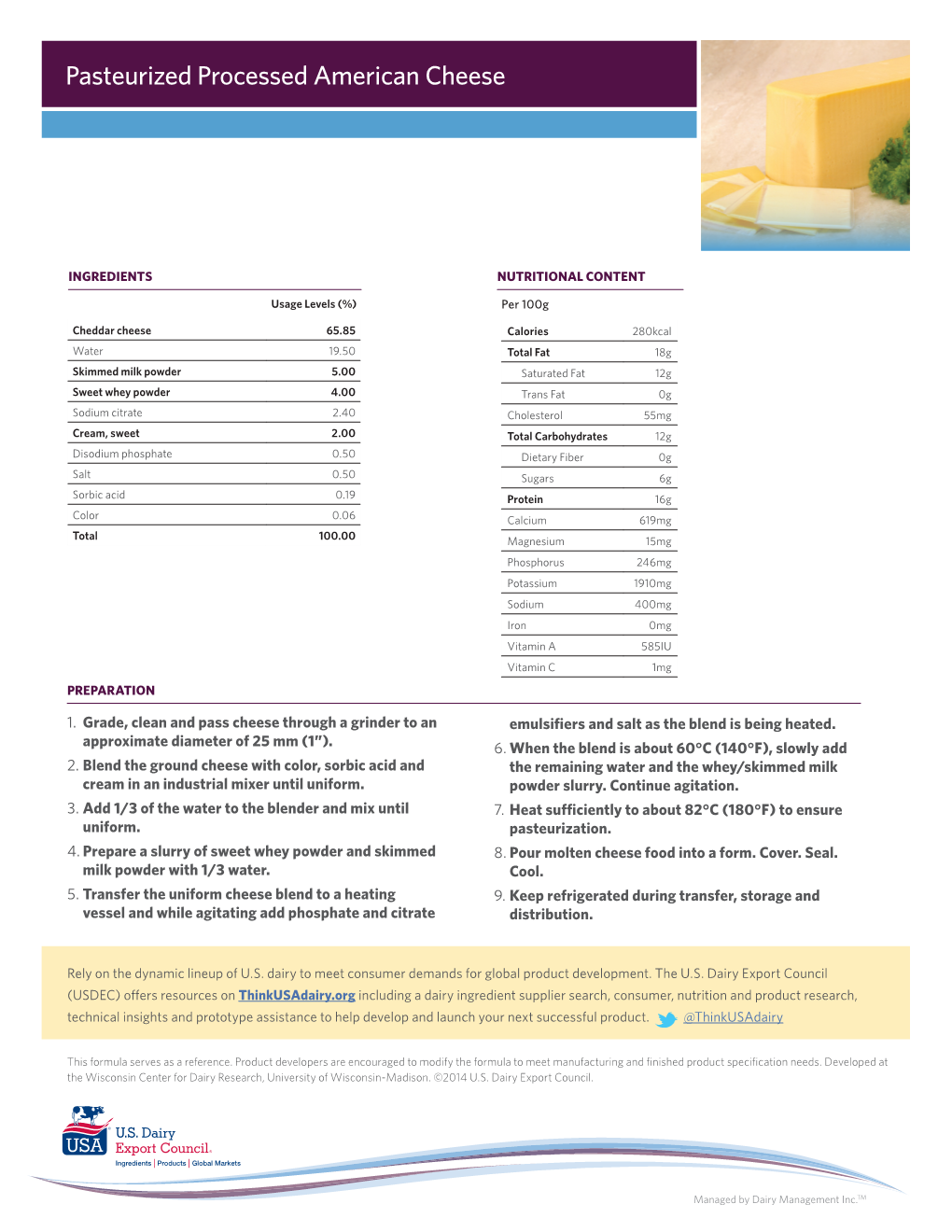 Pasteurized Processed American Cheese