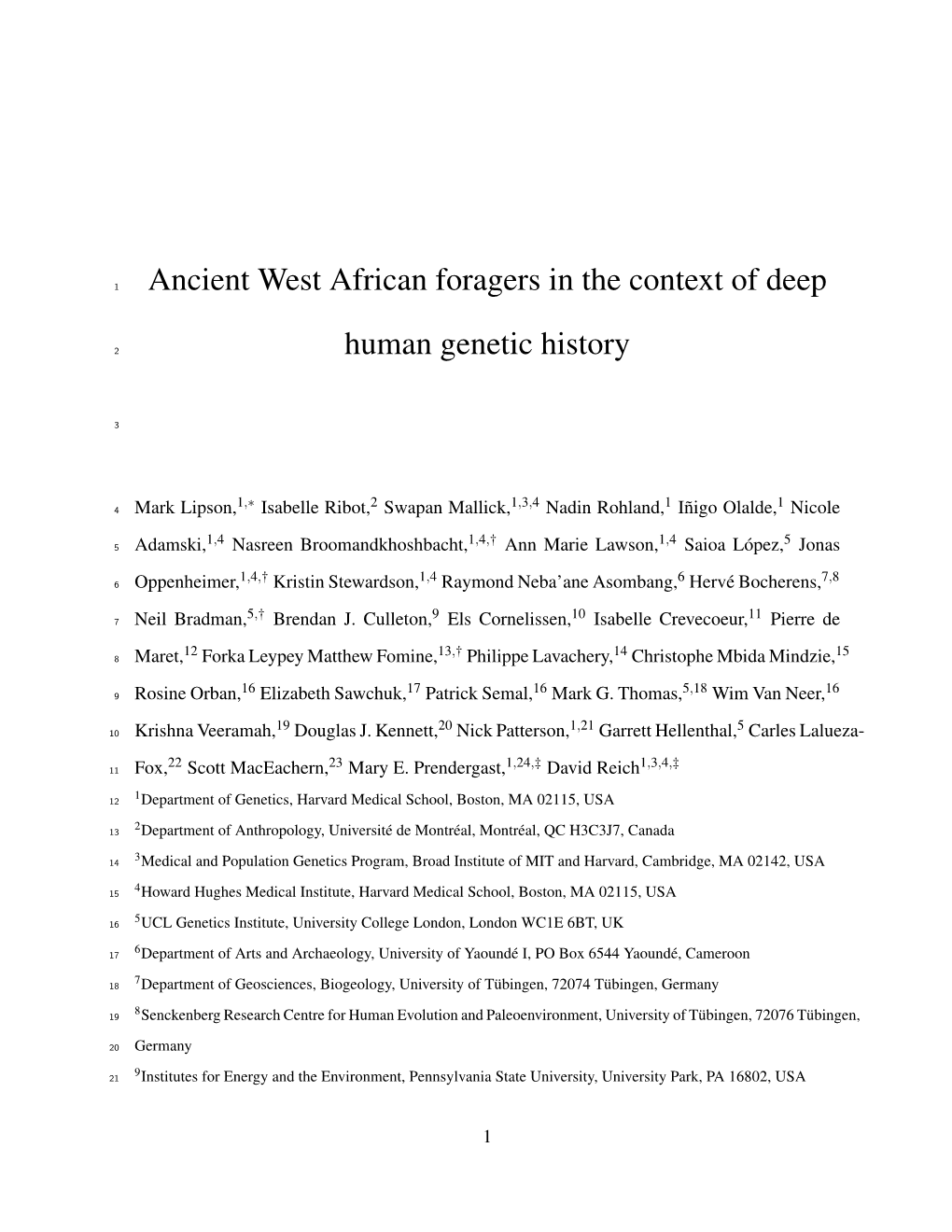 Ancient West African Foragers in the Context of Deep Human Genetic History