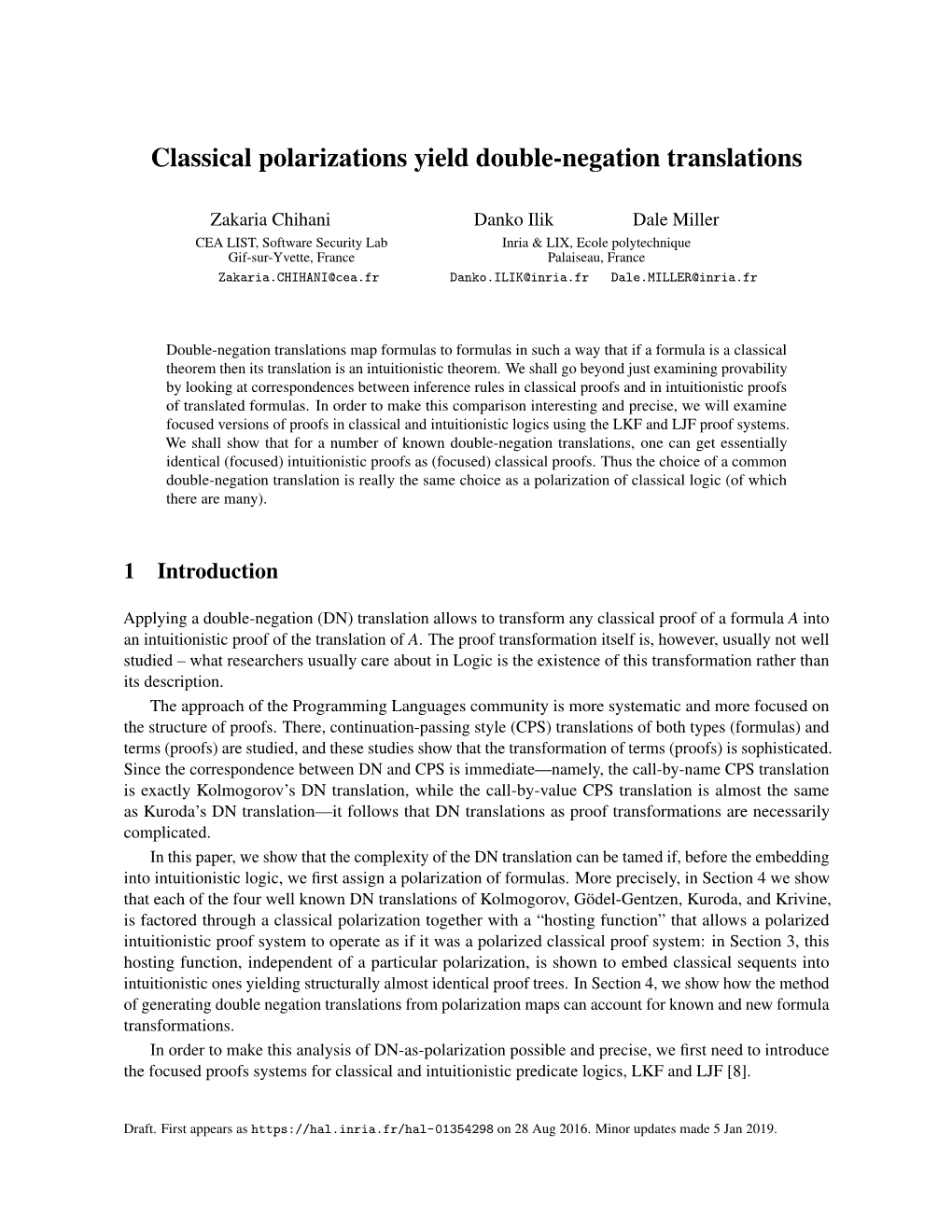 Classical Polarizations Yield Double-Negation Translations