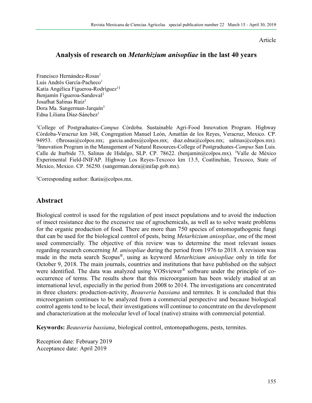Analysis of Research on Metarhizium Anisopliae in the Last 40 Years