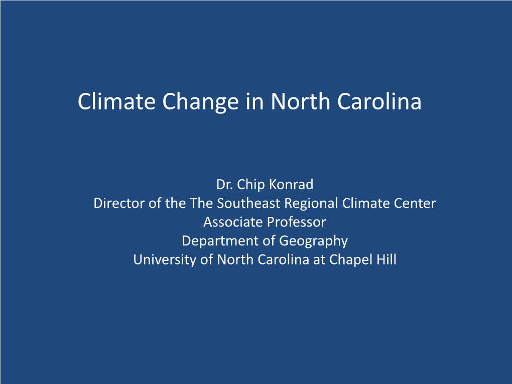 Climate Change in North Carolina