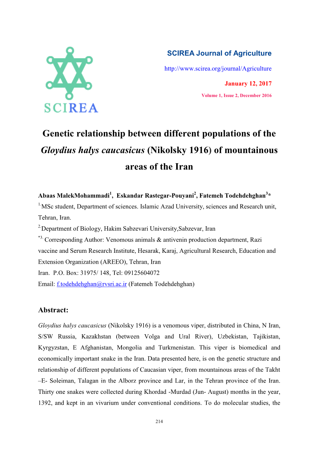 Genetic Relationship Between Different Populations of The