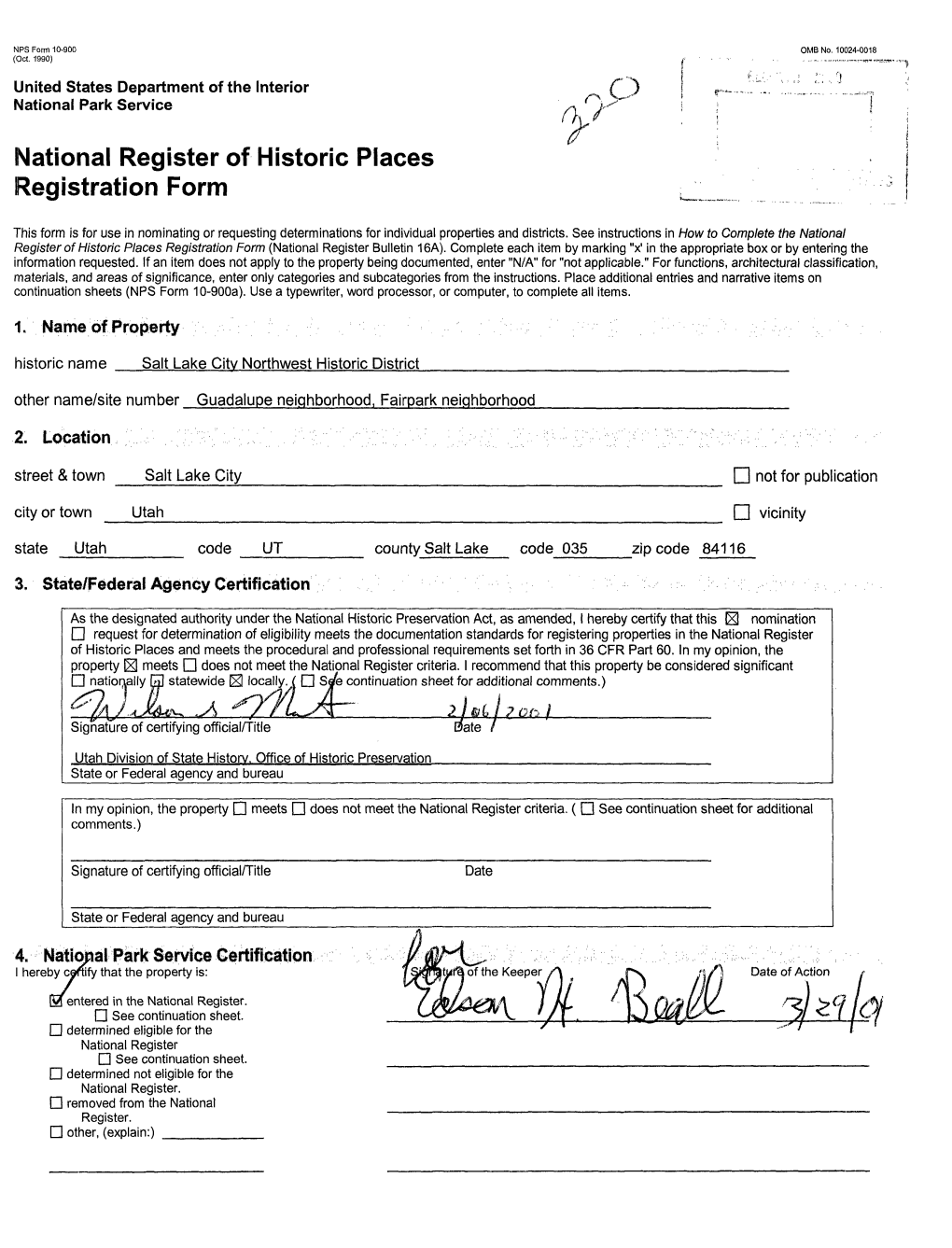 National Register of Historic Places Registration Form ^