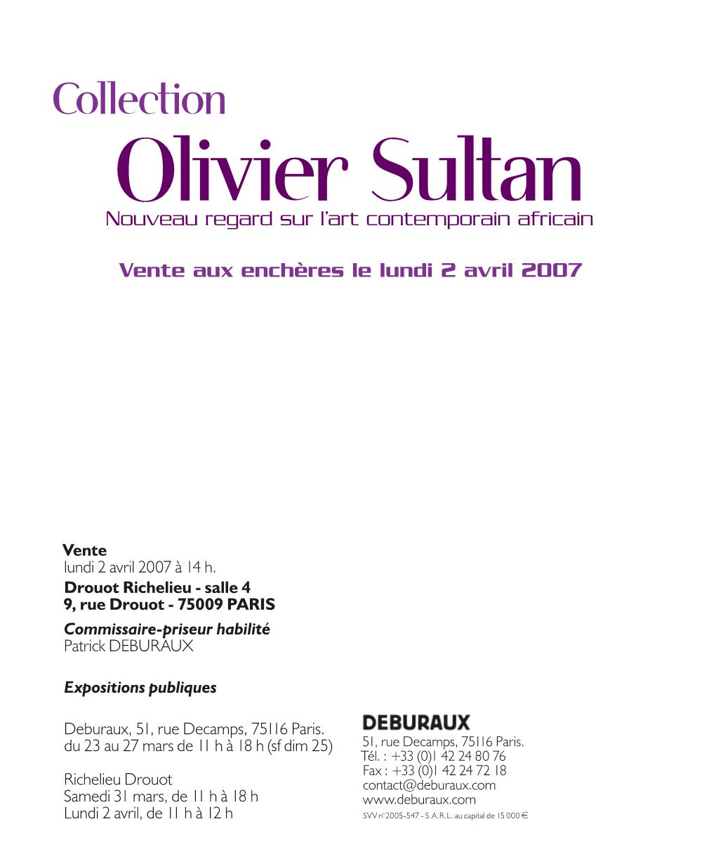 Collection Olivier Sultan Nouveau Regard Sur L’Art Contemporain Africain
