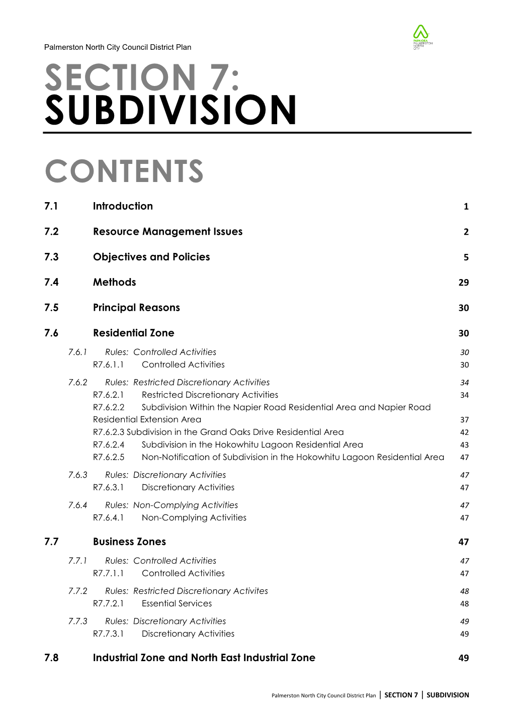 Section 7: Subdivision