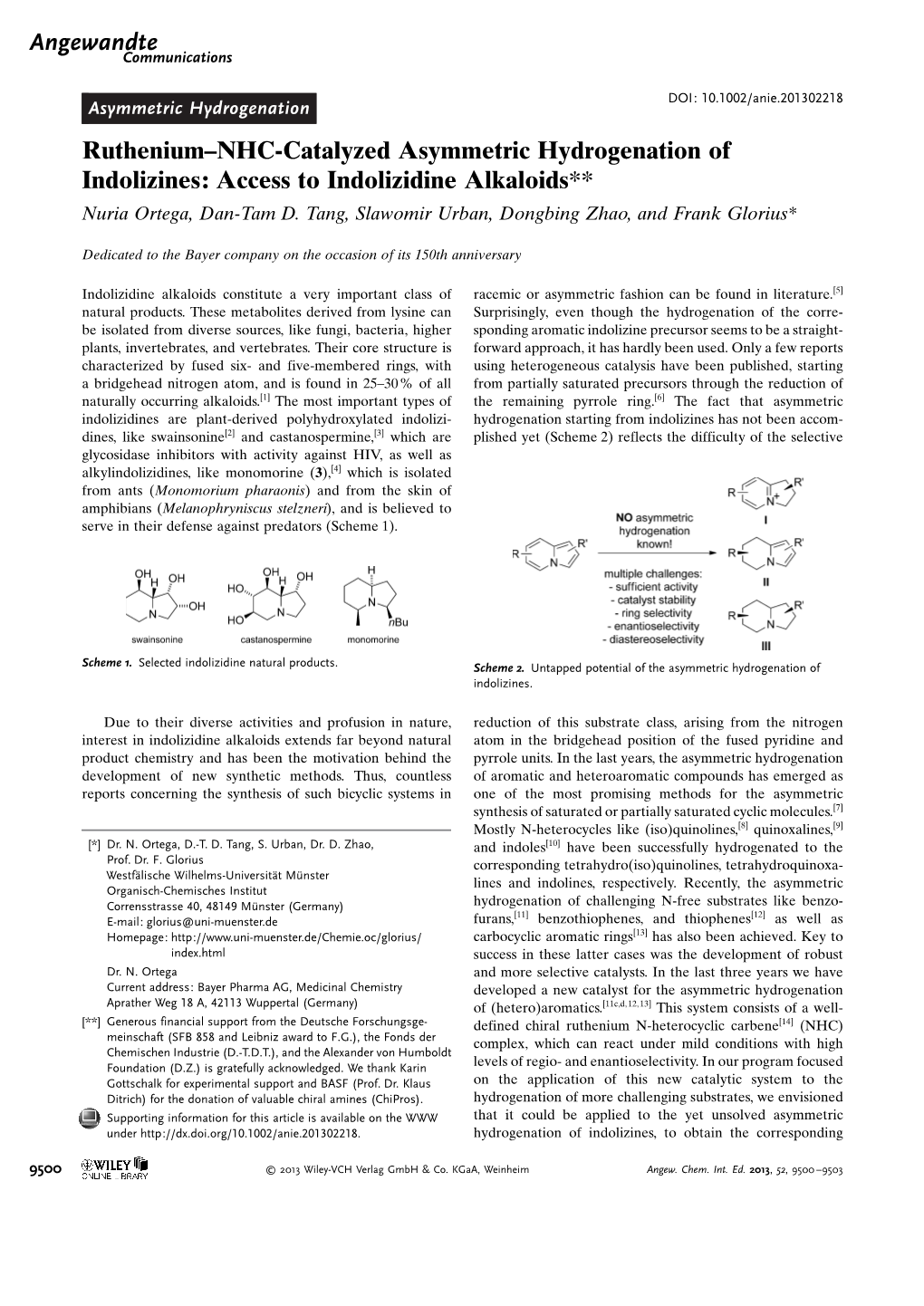 Rutheniumnhccatalyzed Asymmetric Hydrogenation of Indolizines
