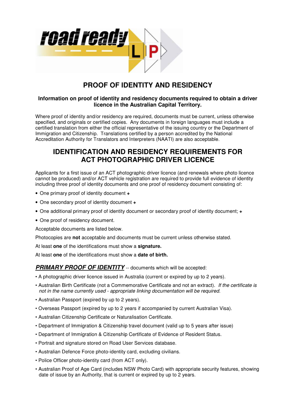 Proof of Identity and Residency Identification
