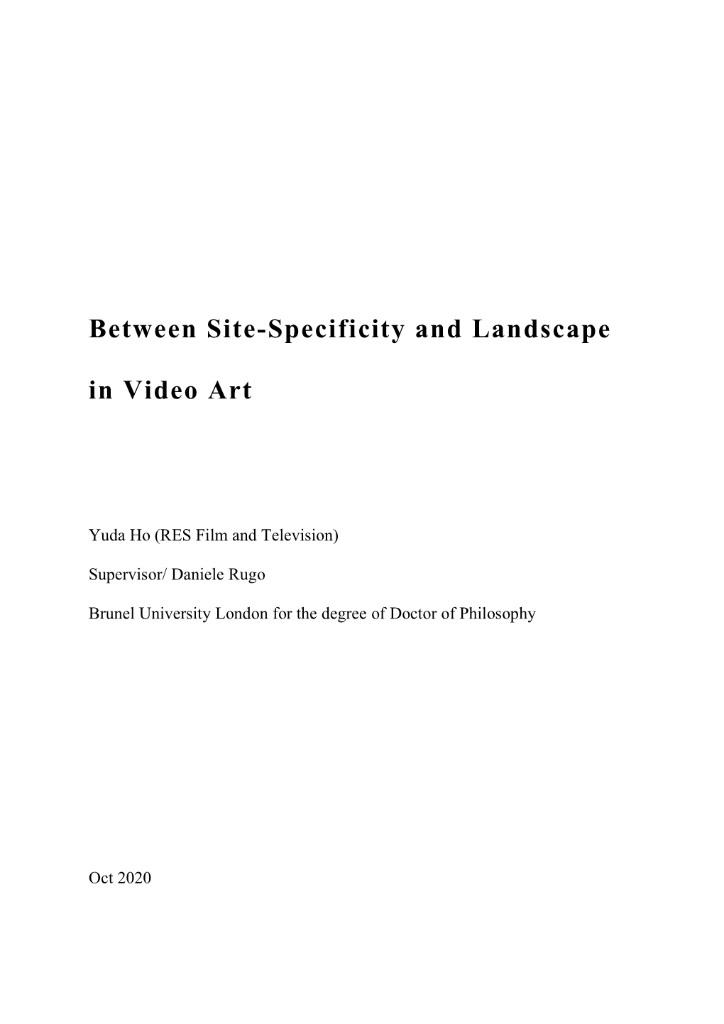Between Site-Specificity and Landscape in Video Art