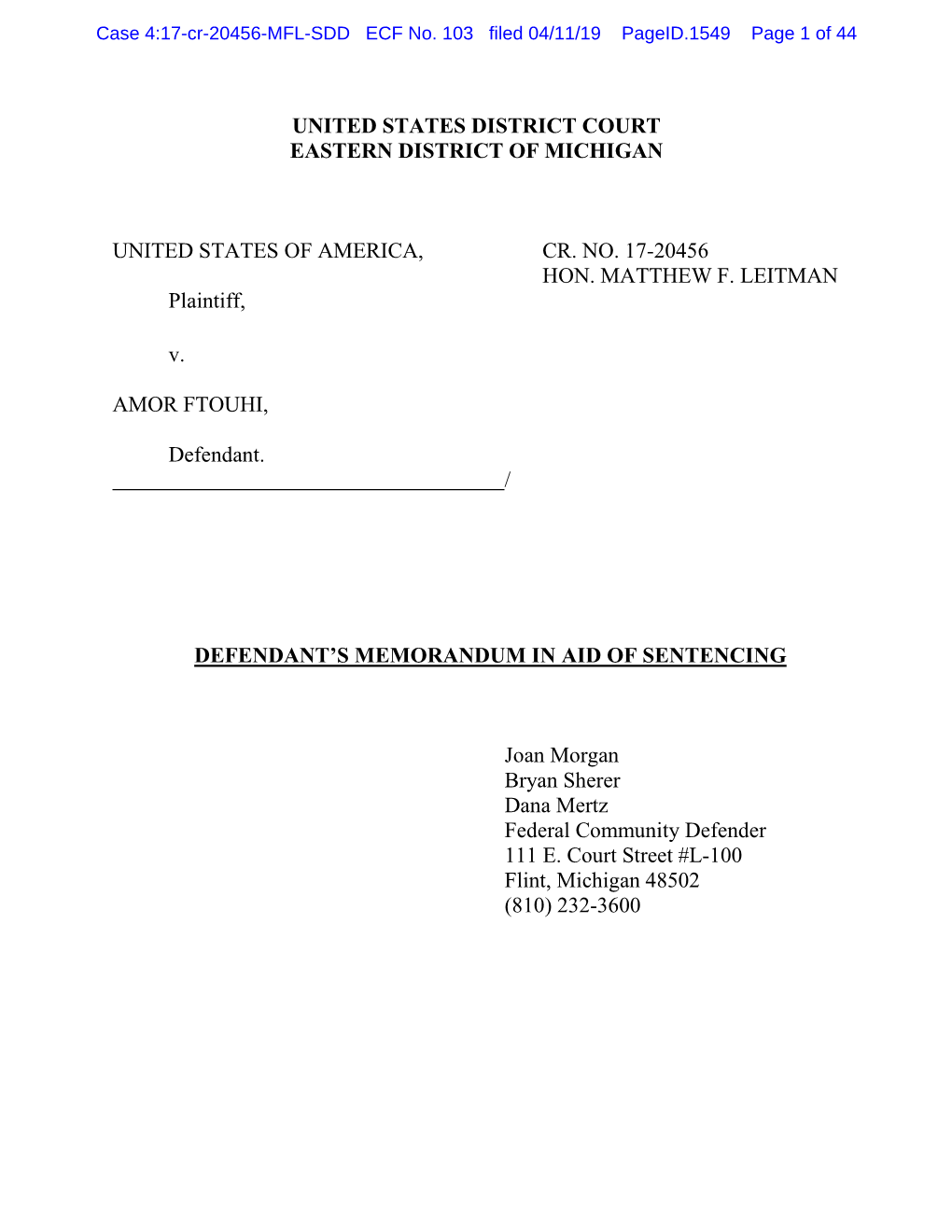 Sentencing Memorandum in United States V Saleh