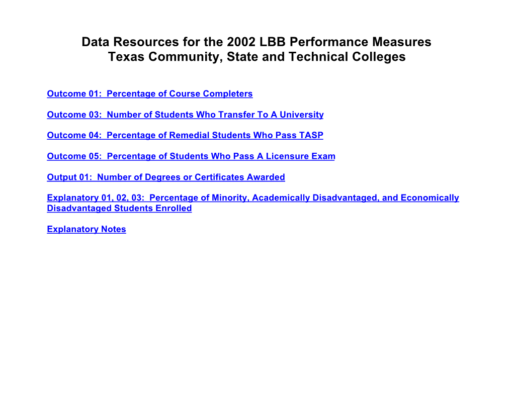 2002 LBB Measures