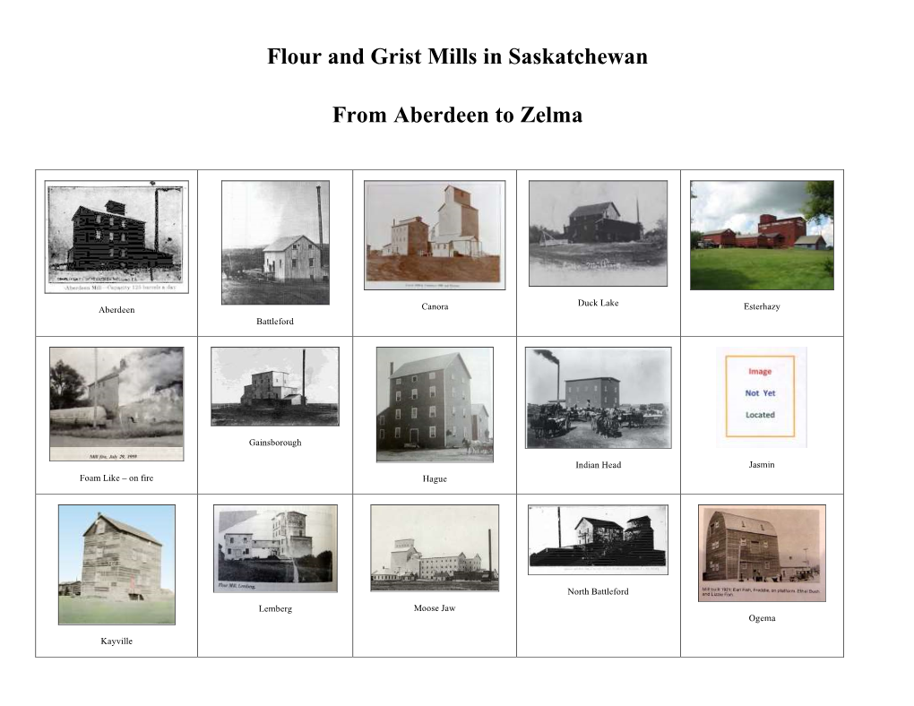 Flour and Grist Mills in Saskatchewan