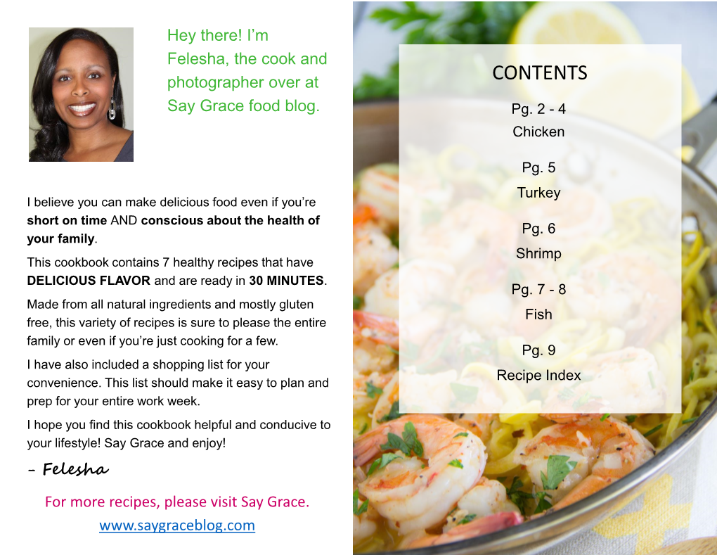 CONTENTS Say Grace Food Blog